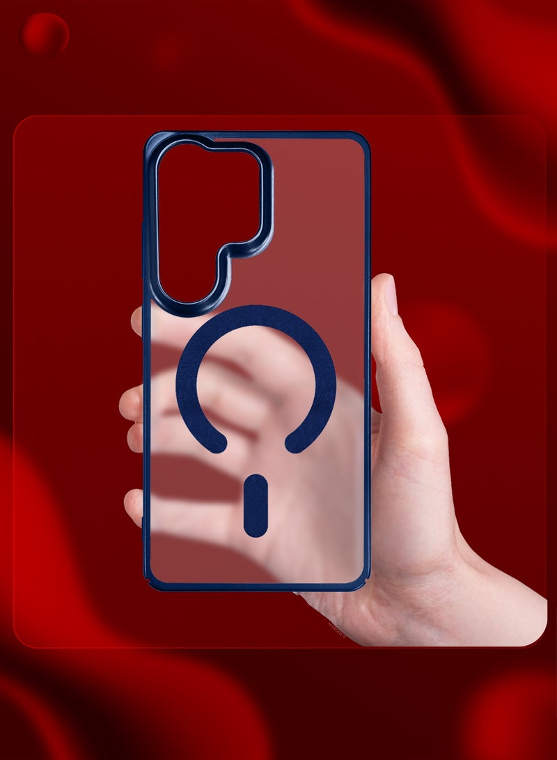 CATANES Electroplated Magnetic Transparent Case for S26 Ultra - Camera Guard and Shock-Resistant Frame with Privacy Screen Protector - Midnight Blue - Image 5